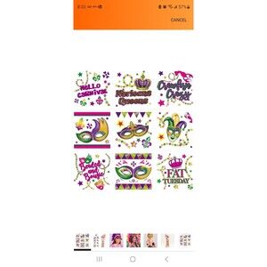 Cheerland 108 pcs Mardi Gras Temporary Tattoos Fat Tuesday Masquerade Party...